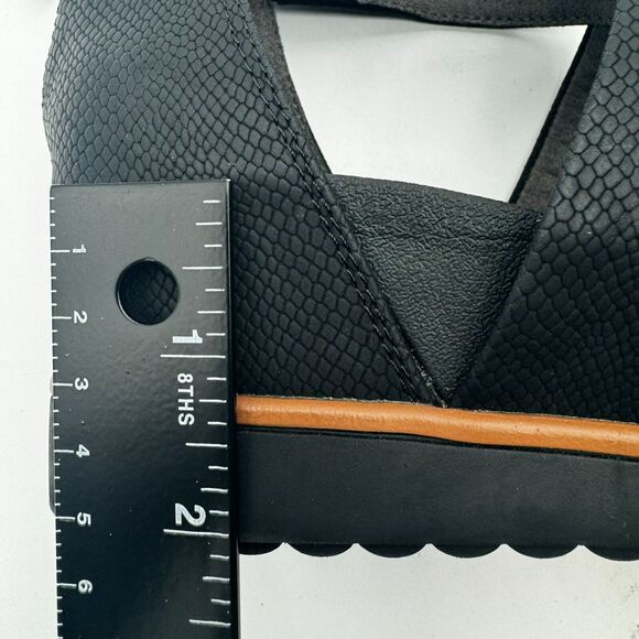 DR SCHOLLS | Women's 7.5 Black Snake 1" Platform Golden Hour Wedge Heeled Sandal - Picture 8 of 8